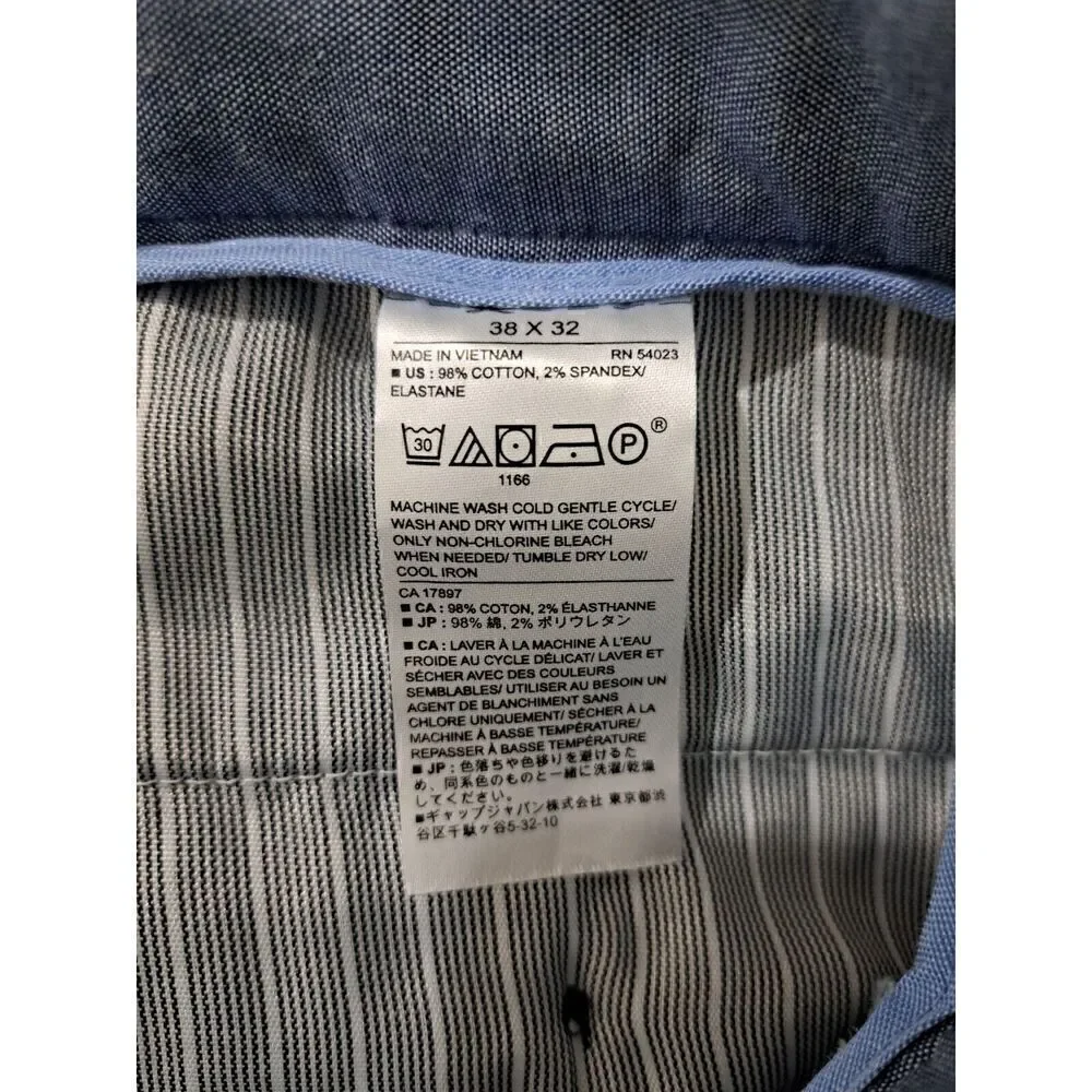 BANANA REPUBLIC Mens 38×32  Casual Cotton Spandex Pin Check Plaid Blue Pants
